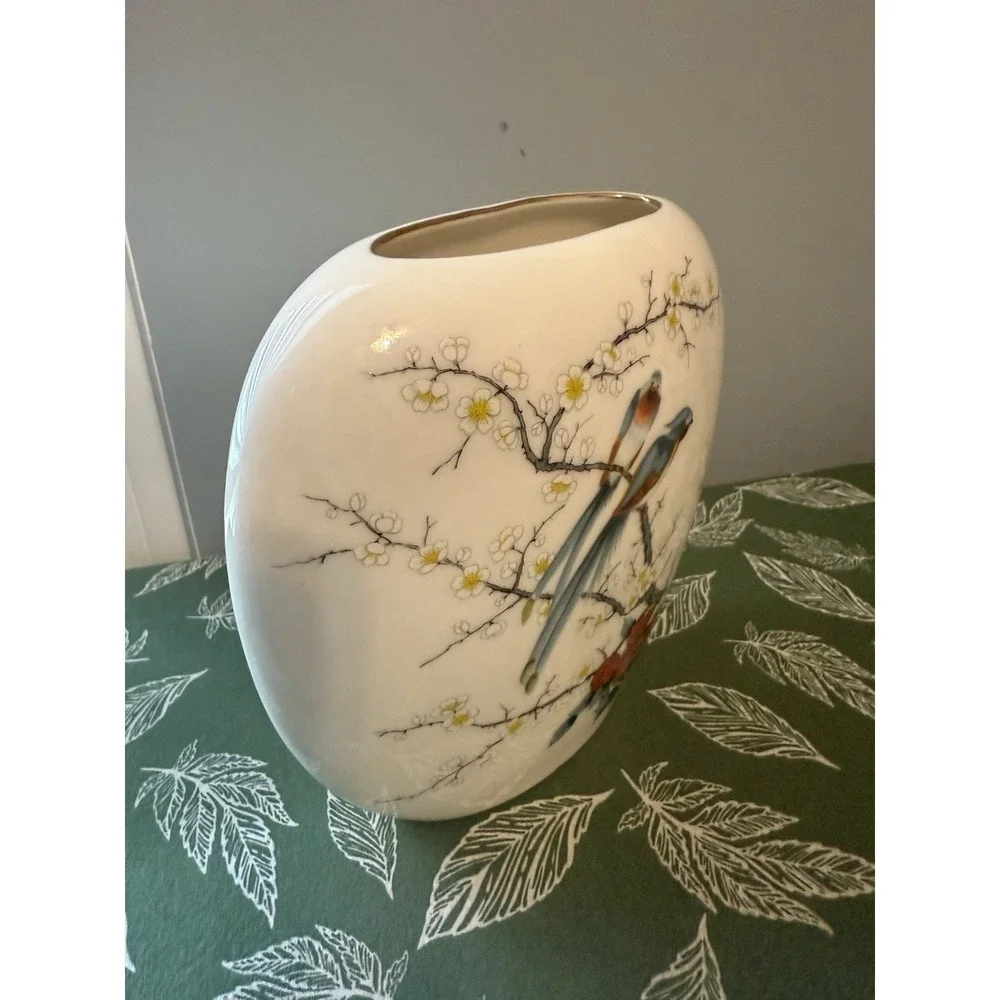 Fina China Jay Japan Porcelain Vase Birds & Blossom Pattern 7